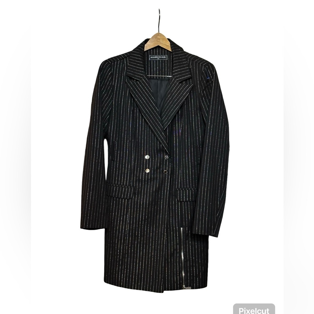 Mainer De Voir Pinstripe Jacket Black Silver Women’s Size 10.